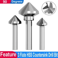 90 degree hss chamfering metal milling tool 3 flute cutter countersink drill bit 4 5 30mm for stainless steel aluminum alloy