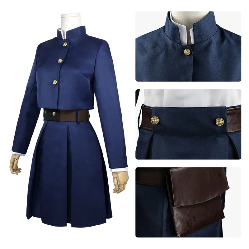 

Jujutsu Kaisen Kugisaki Nobara Cosplay Costume Top Skirt Coat Women Uniform Waist Arms Bag Wig Full Set Halloween Anime Costumes