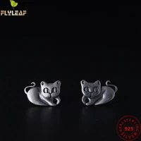 real 925 sterling silver jewelry cute cat stud earrings for women original design luxury femme popular accessories 2022 new