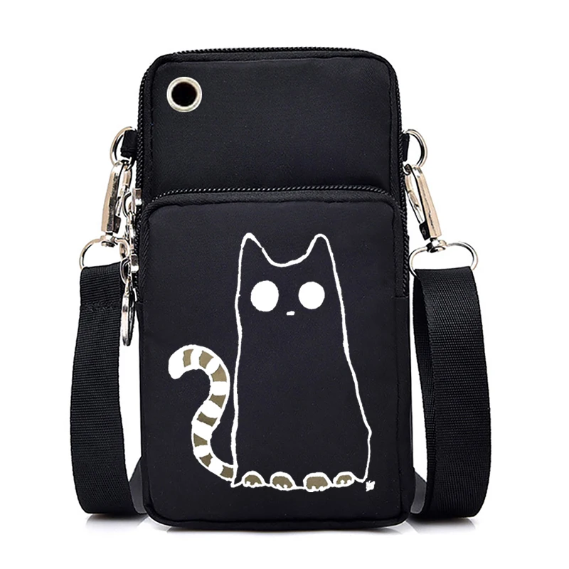 Мини-сумка для мобильного телефона женская сумка-мессенджер с черепом и кошками