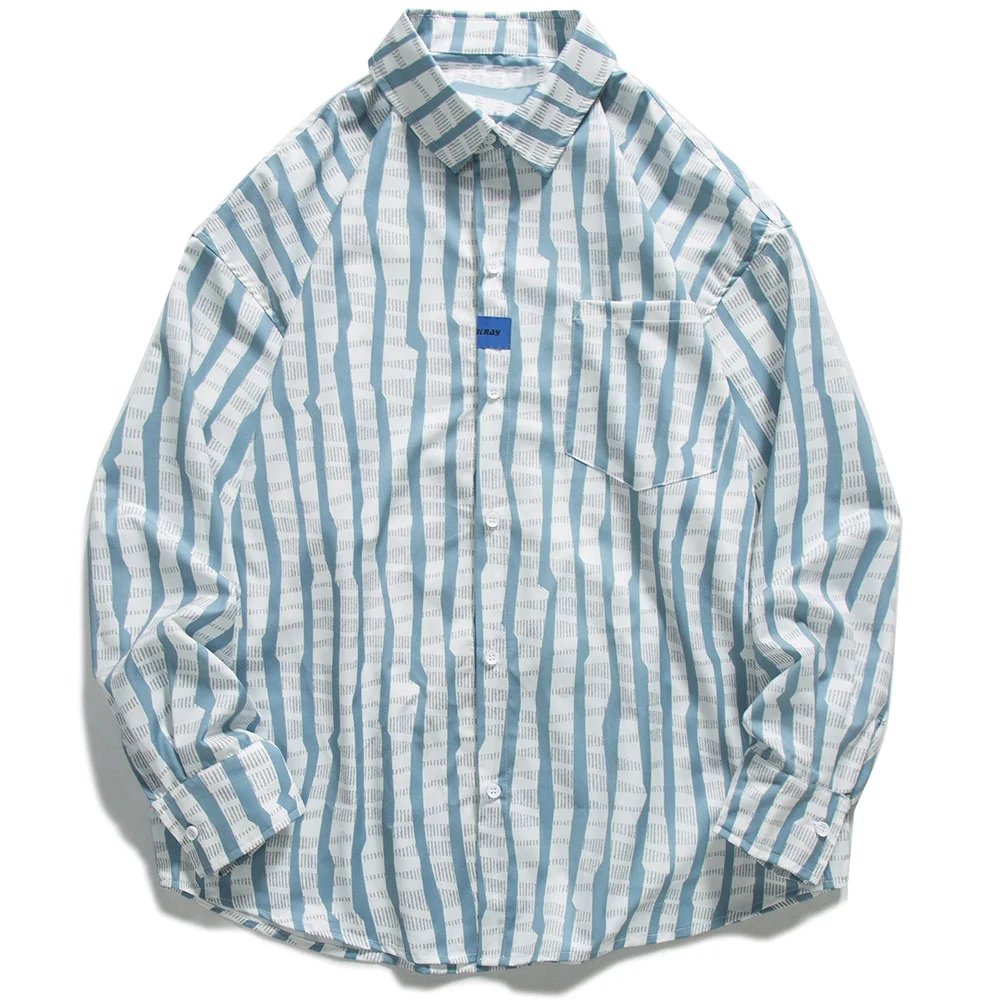 

Мужская рубашка в полоску, с длинным рукавом