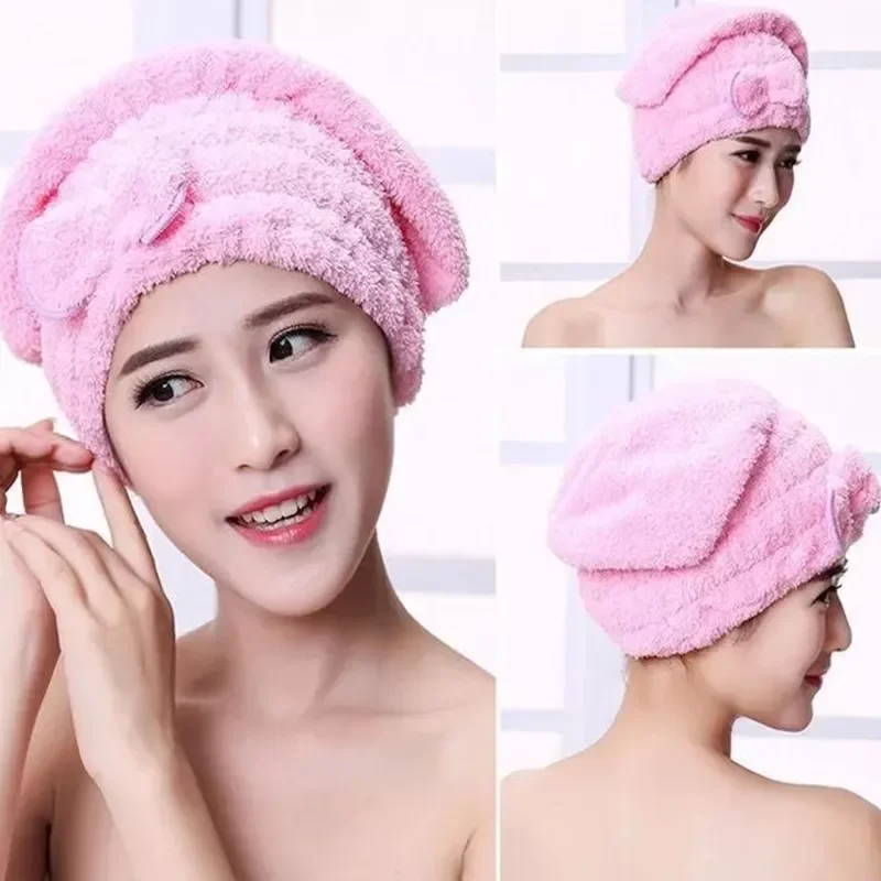 

NEW IN Shower Cap for Women Hair Cap Microfibre Quick Hair Drying Bath Spa Bowknot Wrap Towel Hat Cap For Bath Bathroom Accessor