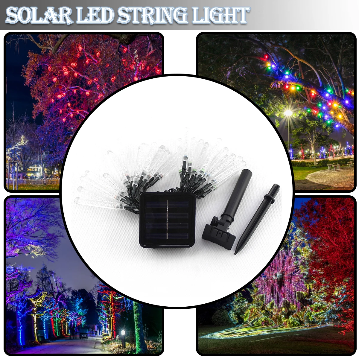 

Solar String Lights Outdoor 20Led Ice Piton Lights Waterproof Solar Powered Patio Light For Christmas Garden Party Decor