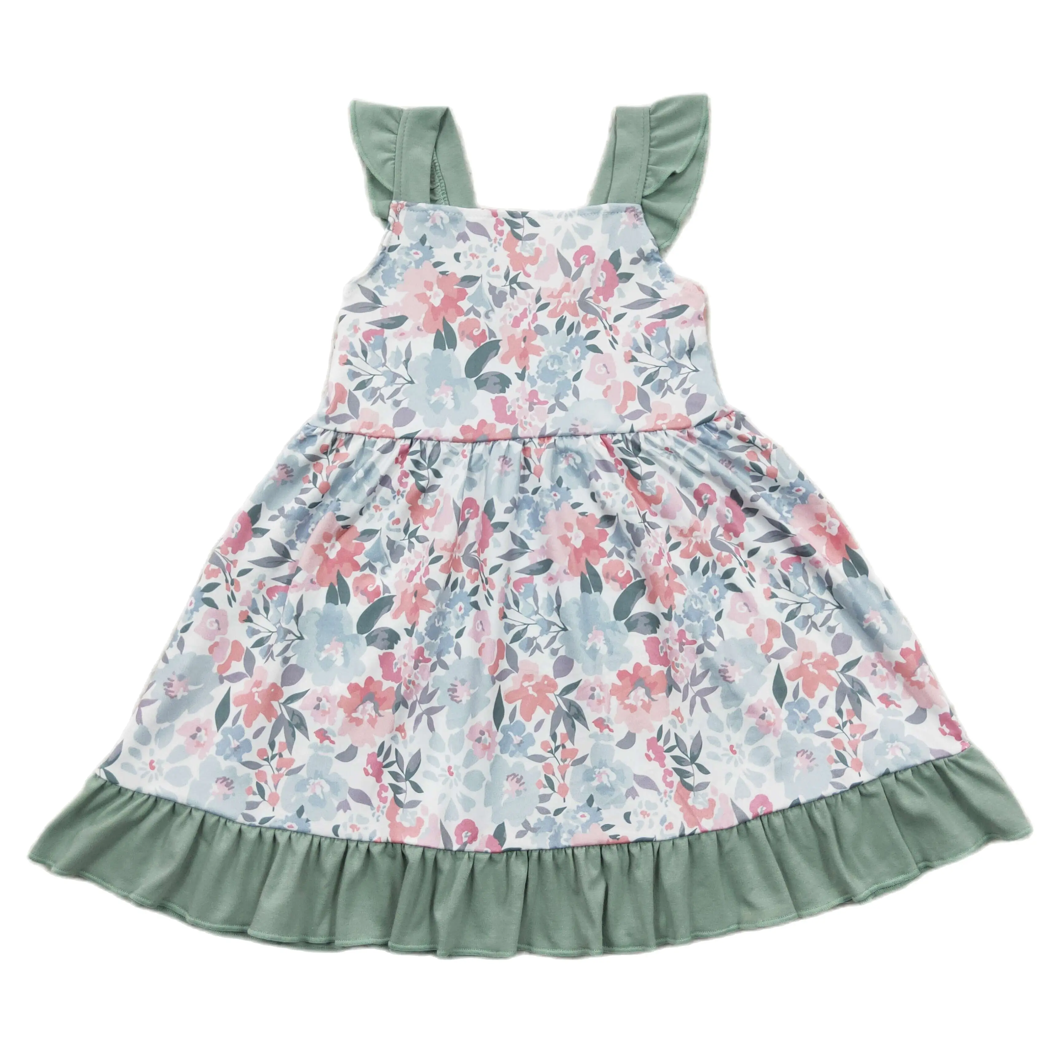 

Children Girls Dress Spring Fashion Floral One-pieces Dress For Kids Toddler Summer Casual Frilly Vestidos 1-12 Year