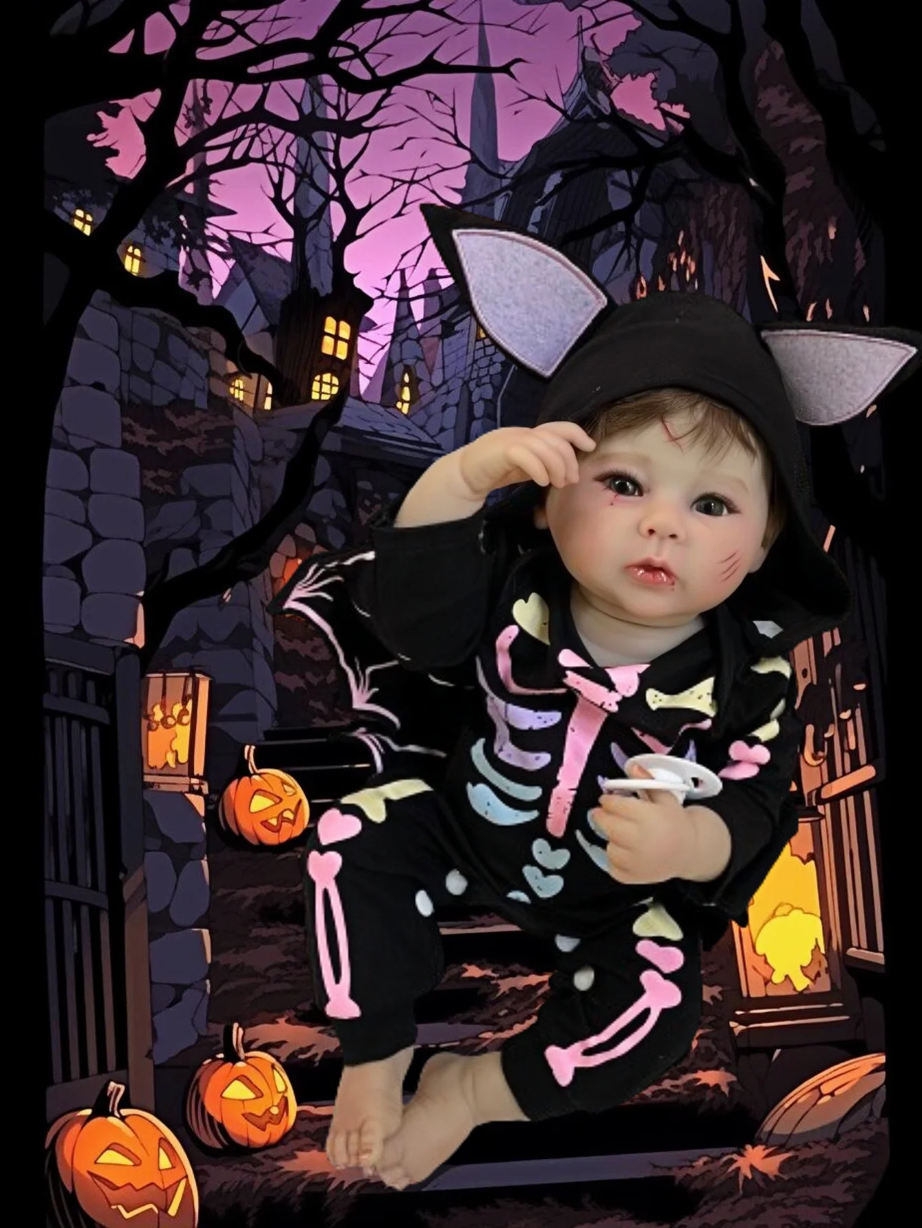 18-дюймовый сверхмилый новорожденный девочка подарок на Хэллоуин реалистичный