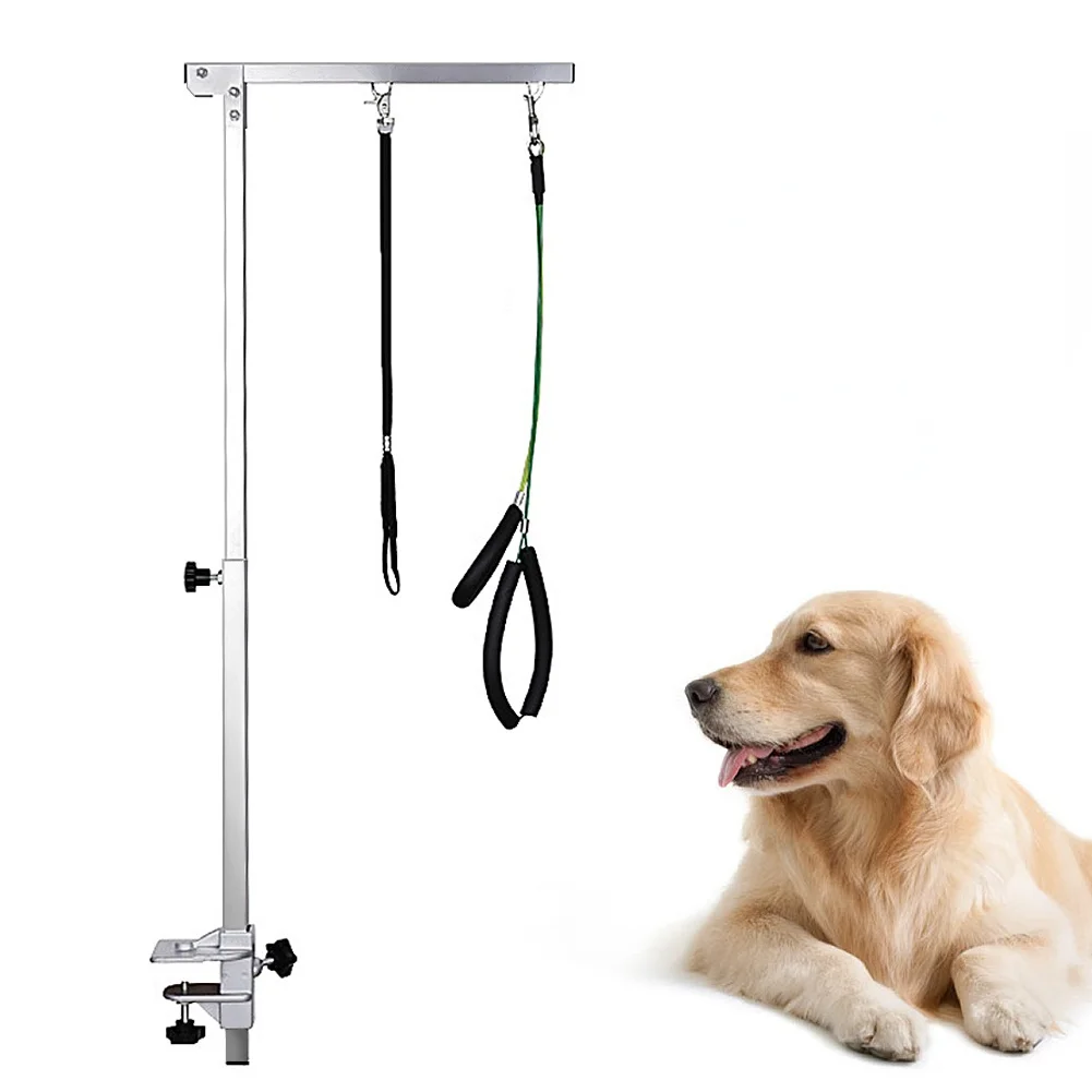 Foldable Stainless Steel Dog Grooming Arm 39 Inch Pet Grooming Table Adjustable With Clamp Loop Noose For Grooming Tool