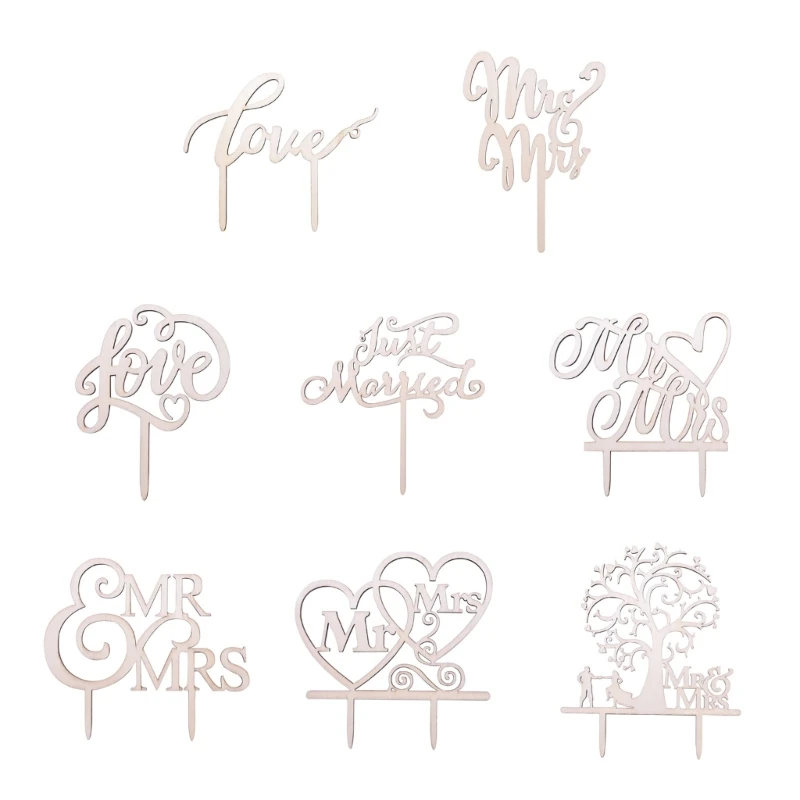 

Wedding Cake Toppers Wooden Cake Decoration Bridal Shower Party Crafts Supplies Drop shipping