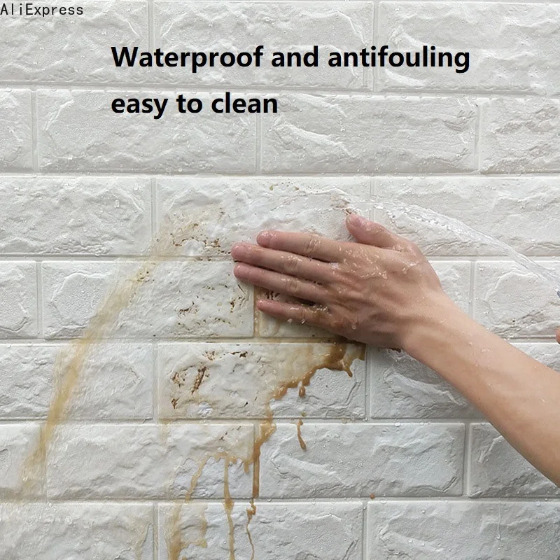 

70cmx1m 3D Wallpaper Continuous Brick Pattern Sticker Waterproof Sticker Home Decoration 3D Self-Adhesive Wallpaper