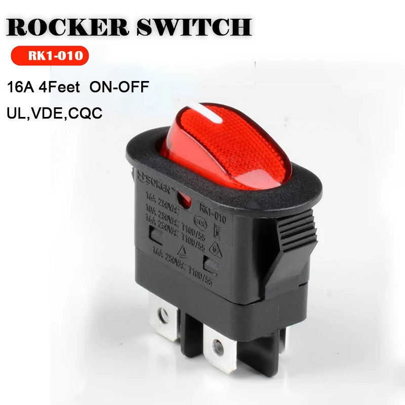 

Uniteelec-Soken RK1-010 4 Feet ON-OFF With Red Light Rocker Switch