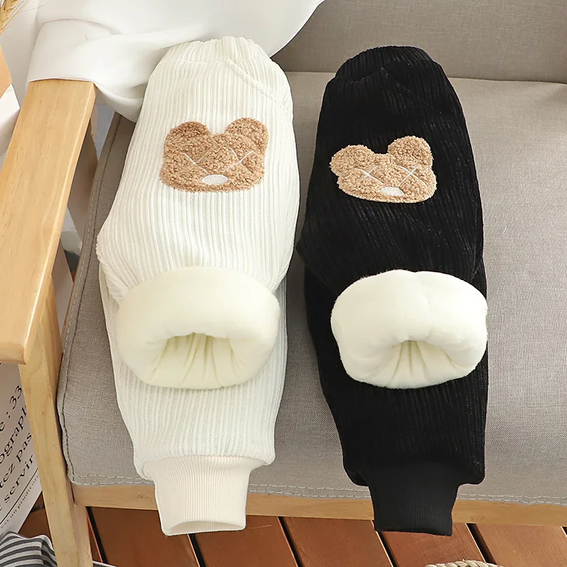 

Осенне-зимние вельветовые утепленные однослойные спортивные брюки на флисовой подкладке для мальчиков и девочек