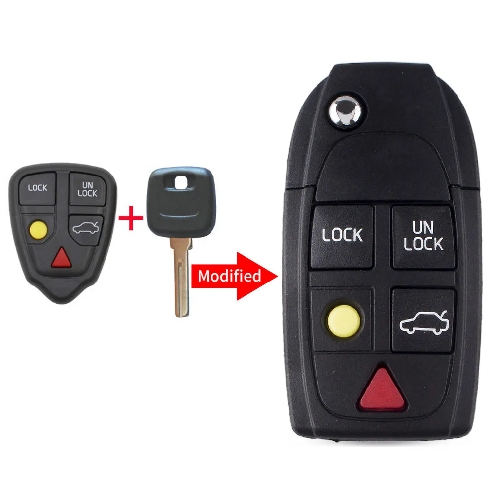 

Ключ-брелок KEYYOU 2/3/4/5 кнопочный модифицированный с дистанционным управлением складной чехол для Volvo XC70 XC90 V50 V70 S60 S80 C30 Чехол для автомобильного ключа-брелка