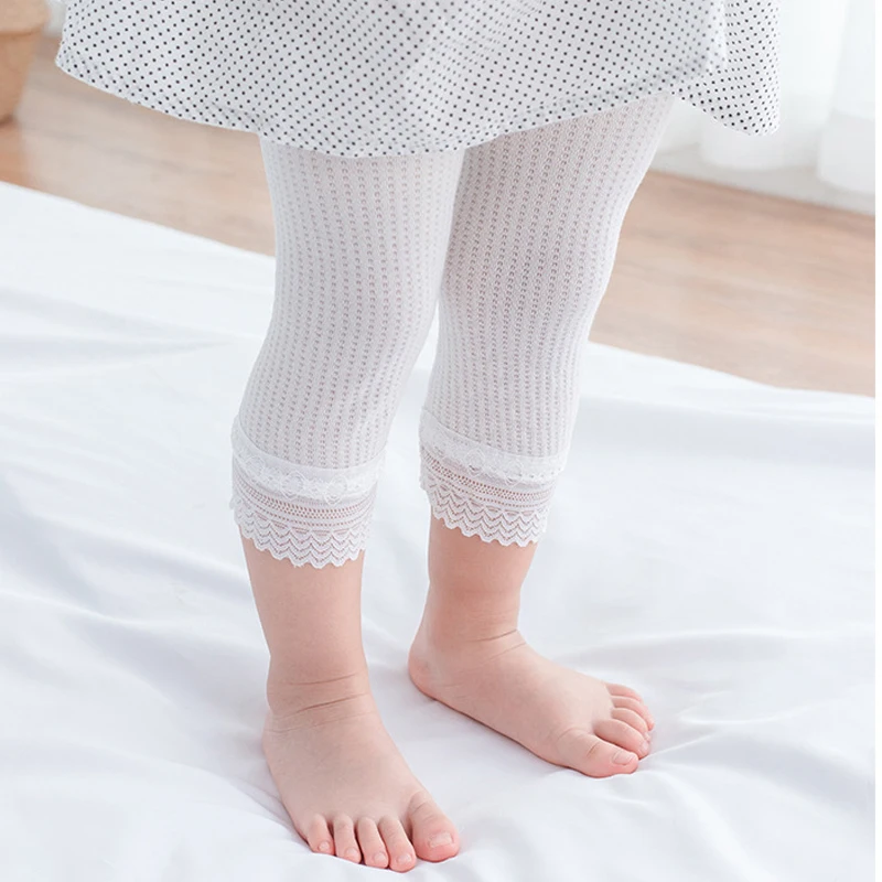 

Hibobi Summer Kids Girls Leggings Thin Mesh Breathable Soft Cotton Cute Casual Fashion Lace Baby Leggings Infant Child Pants