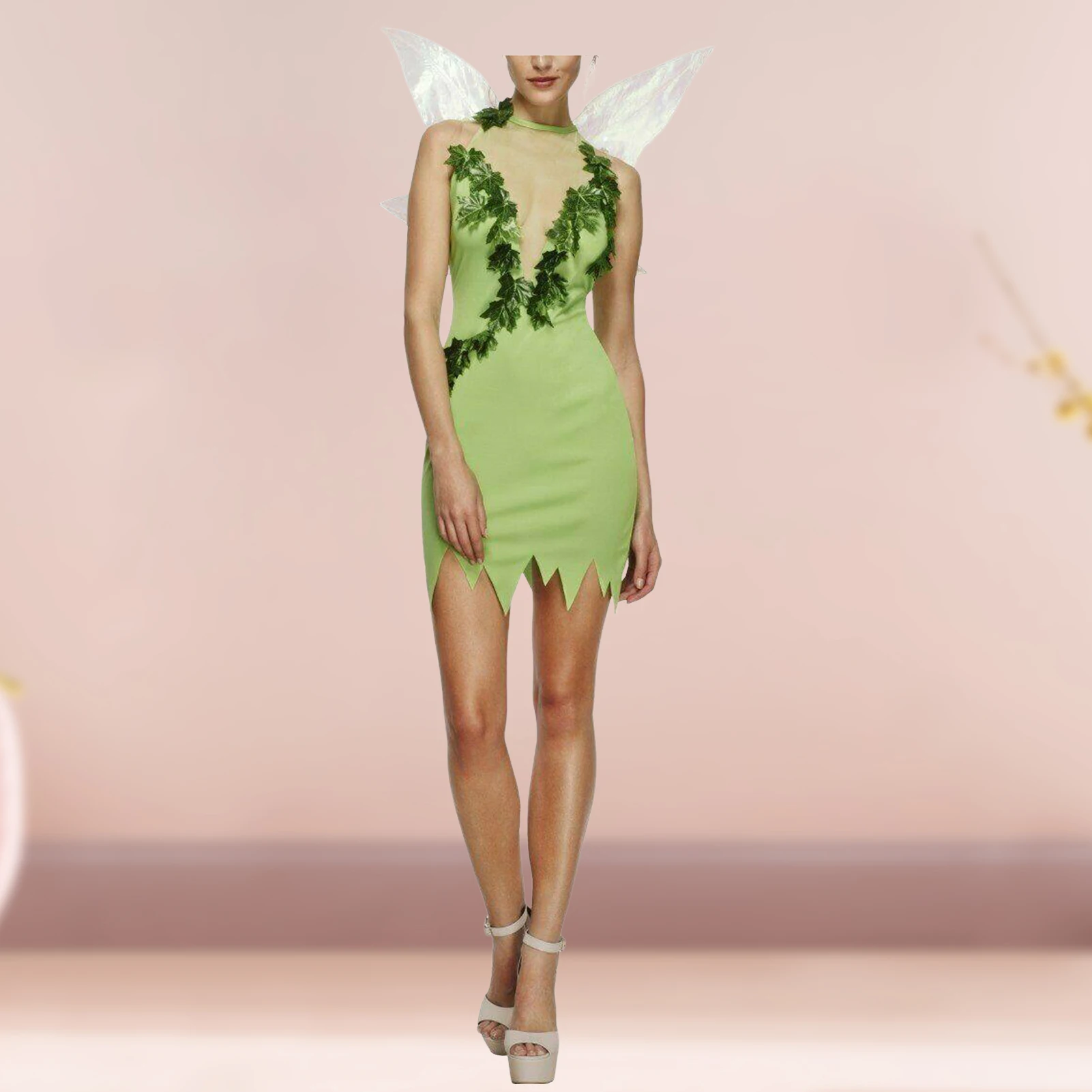 

Мини-платье женское прозрачное с круглым вырезом, без рукавов