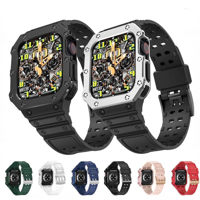 Silicone Kit Strap For Apple Watch Band 45mm 44mm 42mm 41mm 40mm 38mm High End Bracelet Wristband For iWatch 7 6 5 4 3 SE Correa