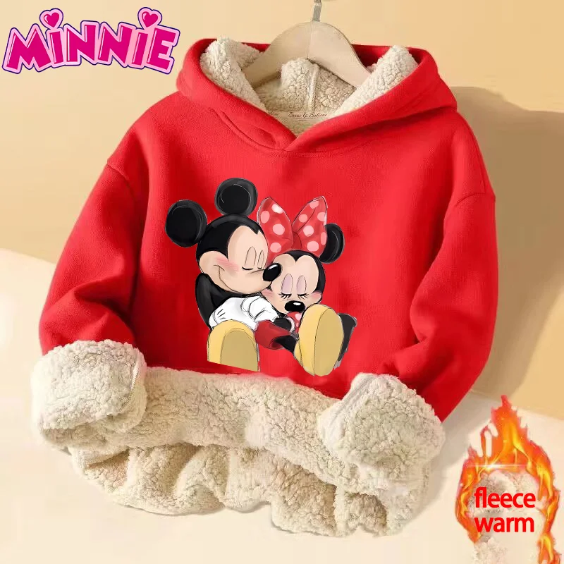 Детский свитшот с капюшоном Disney Минни и Микки Маусом зимняя одежда для девочек