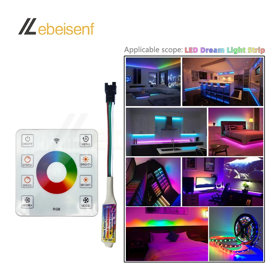 Mini LED Dream Color Controller RF Wireless Panel & 12V 120W Power Supply & 5m WS2811 RGB 5050 SMD Flexible Light Strip 300LEDs images - 6