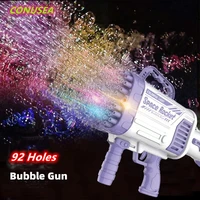 92 holes rocket bubble gun machine soap bubbles maker blower with led lights summer outdoor games for children restless wedding