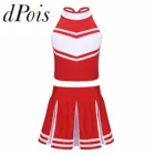 Топы и плиссированная юбка для девочек, комплект школьной формы для чирлидинга, костюм Болельщицы, сценическое представление, косплей