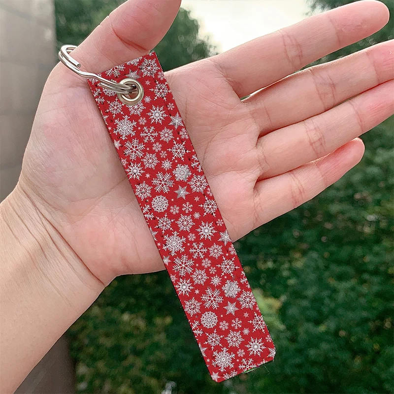 

Fashion Christmas snow flakes Keychains Cute Strap Keyring Hanging Holder Bag Car Wallet Trinket Keychain Hanging Bag gifts