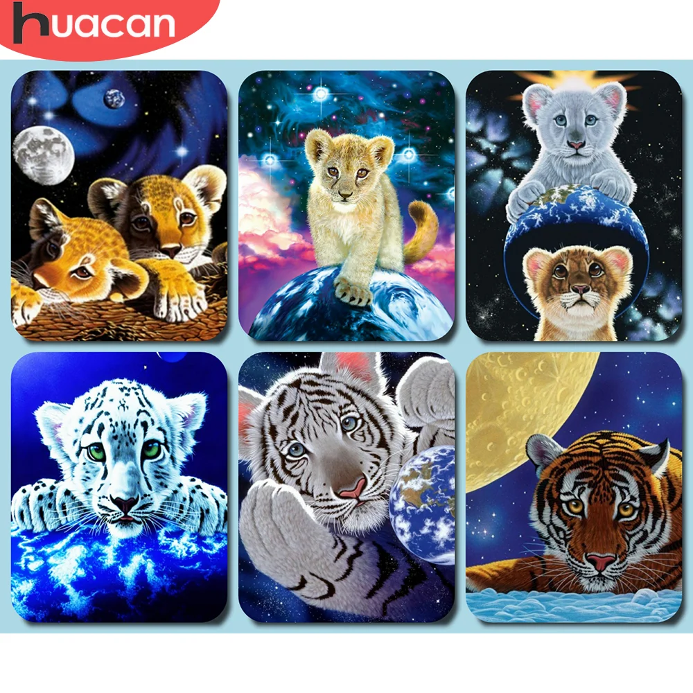 

Раскраска по номерам HUACAN, тигр, животное на холсте, ручная роспись, уникальный подарок, Акриловая картина по номерам, Лев, для гостиной