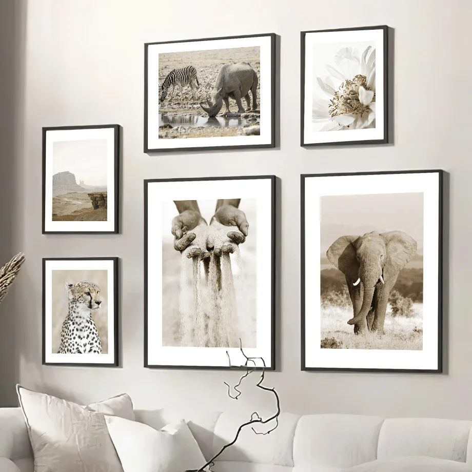 

Tropical Landscape Animal Elephant Rhino Zebra Wall Art Canvas Painting Nordic Posters And Prints Wall Pictures For Living Room