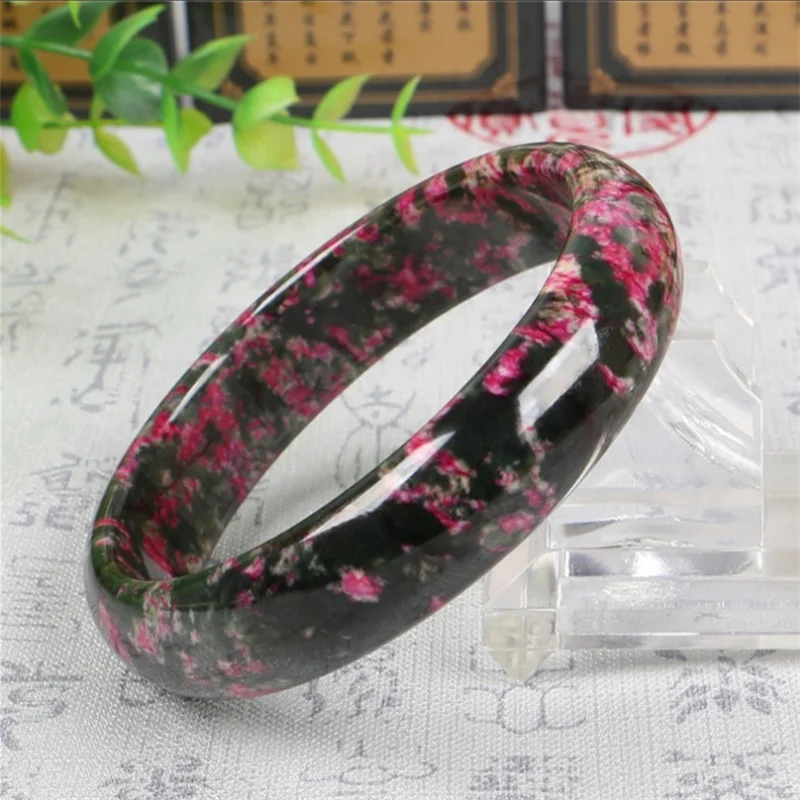

Hot selling natural hand-carved Jade Bangle56-64mm Peach Blossom Jade fashion Men Women Luck Gifts Accessories Amulet for