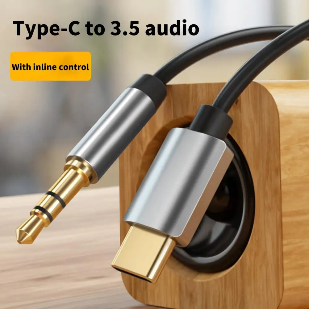 

Audio Connecting Cord Practical Clear Sound Quality Support Wire Control Type-C to 3.5mm Car Extender AUX Cable for Car