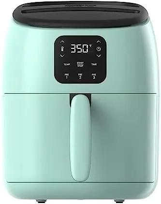 

Digital Air Fryer with AirCrisp Technology, Custom Presets, Temperature Control, and Auto Shut Off Feature, 2.6 Quart - Cool Gre