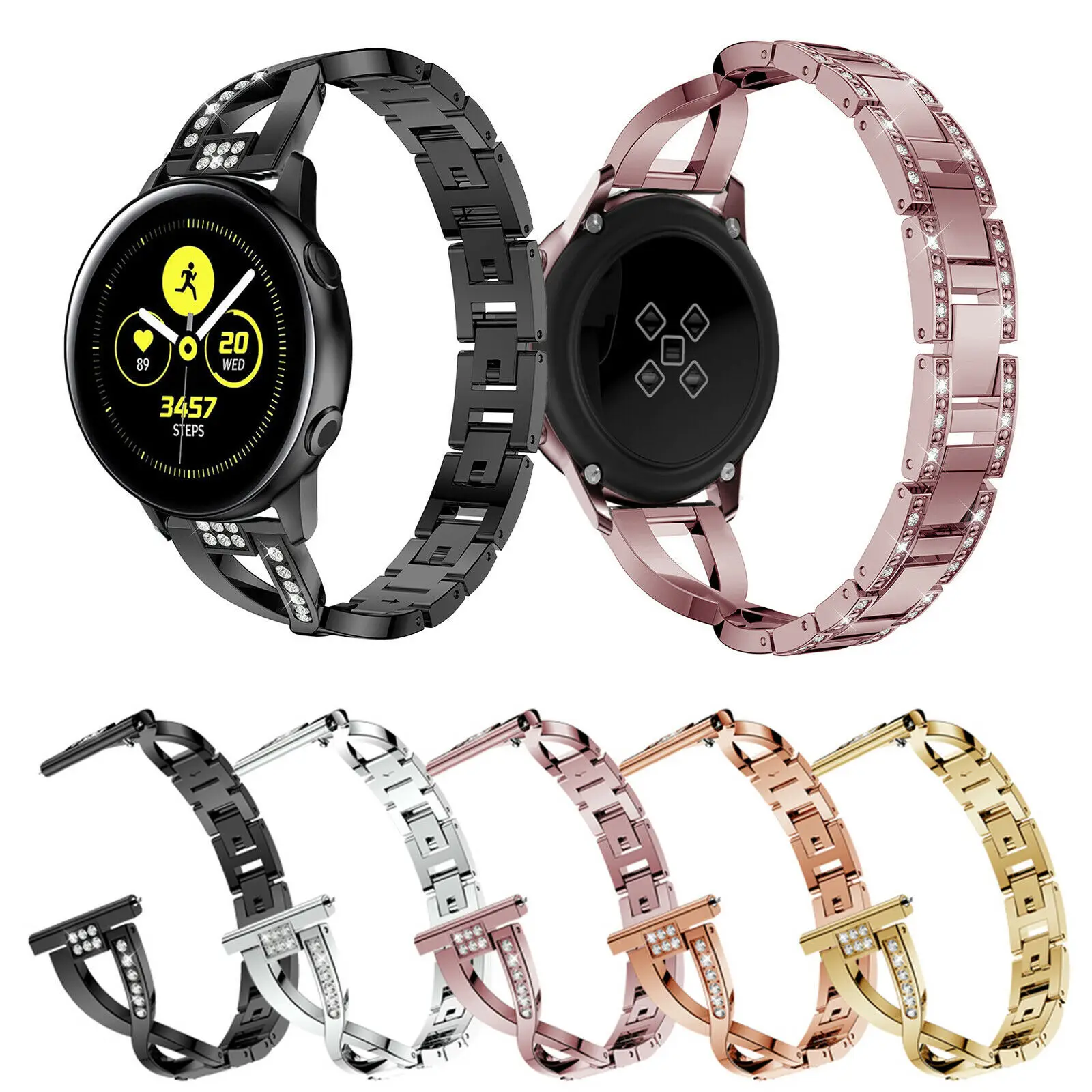 

Металлический ремешок для Samsung Galaxy Watch 4/4Classic 46 мм 42 Watch 3 41 45 мм для Active2 Amazfit GTR, сменный ремешок из нержавеющей стали