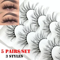 5pairs 3d5d6d faux mink hair false eyelashes long full volume fluffy wispies lashes handmade eyelashes extension tools