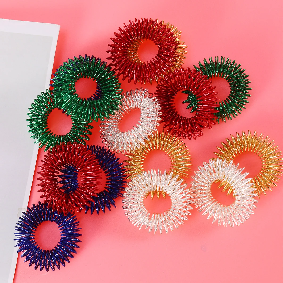 

Fidget Ring Finger Rings Toy Sensory Acupressure Silent Spiky Stress Toys Reducer Wrist Set Band Popit Chinese Poppet Adults