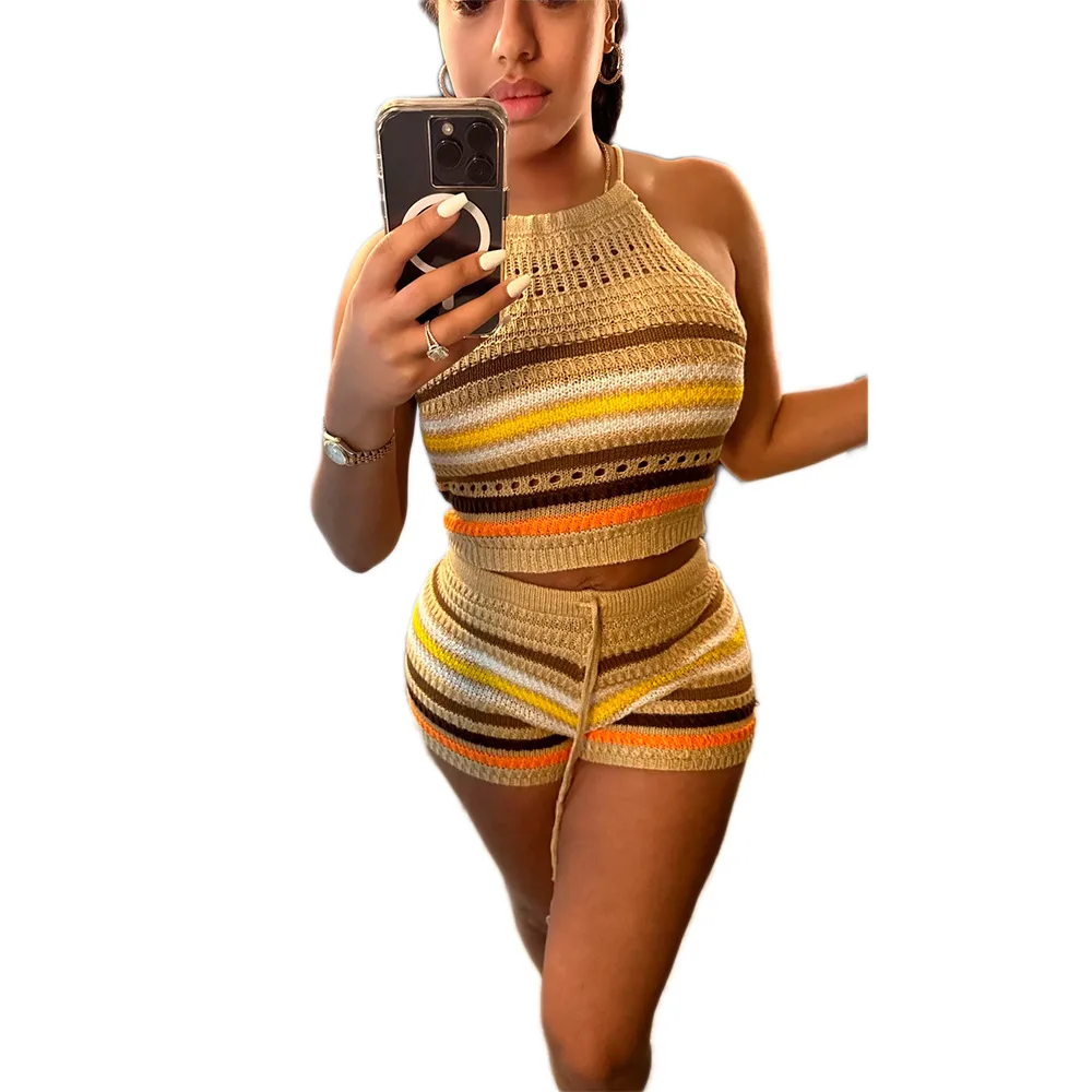 EINYOO Zevity Women's New Sexy Sweater Backless Knitting Top Fashion Sports Party Rompers Wrap Hip Pants Two Piece Sets Traf Y2K