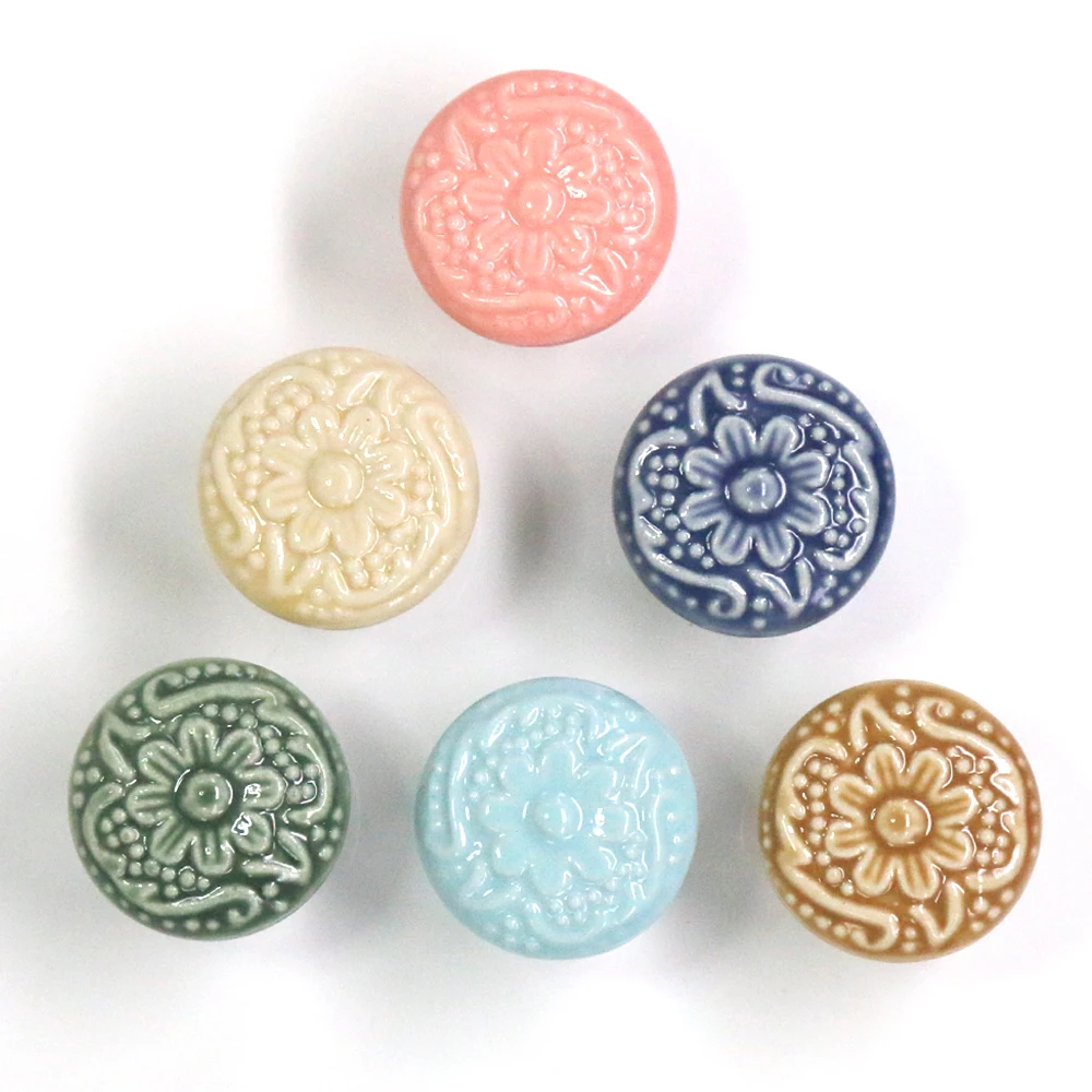 

34mm Door Handle Round Ceramic Door Handle Knobs Cabinet Drawer Cupboard Locker Kitchen Pull Handle
