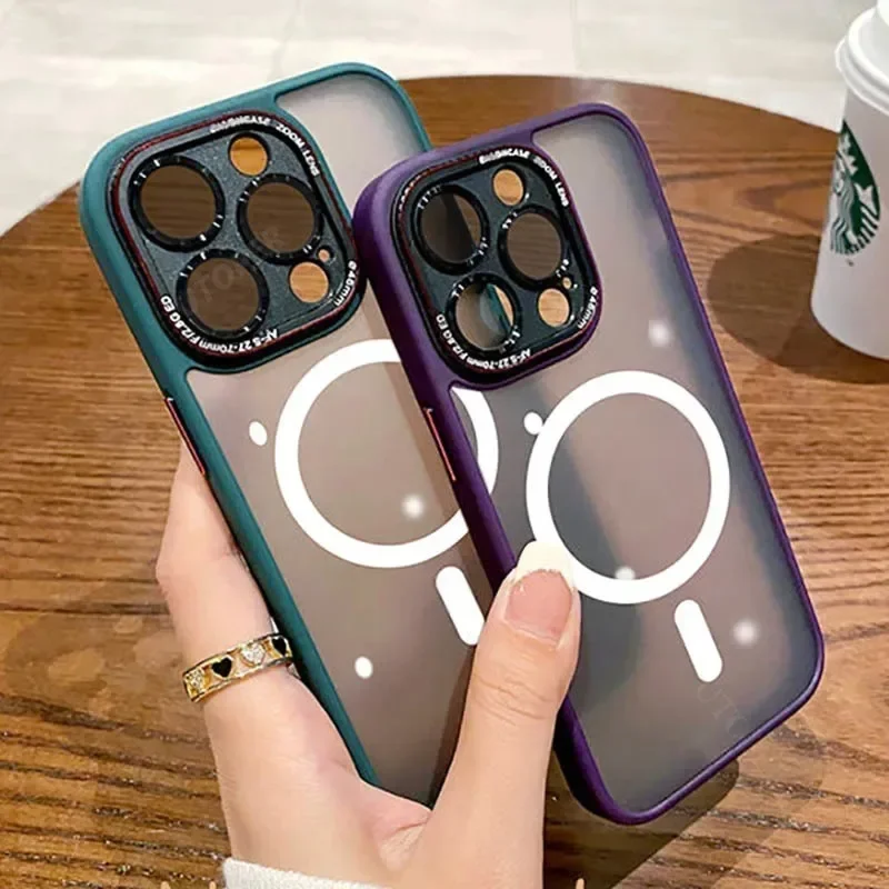 Роскошный матовый чехол для телефона Magsafe с магнитной беспроводной зарядкой 15 14