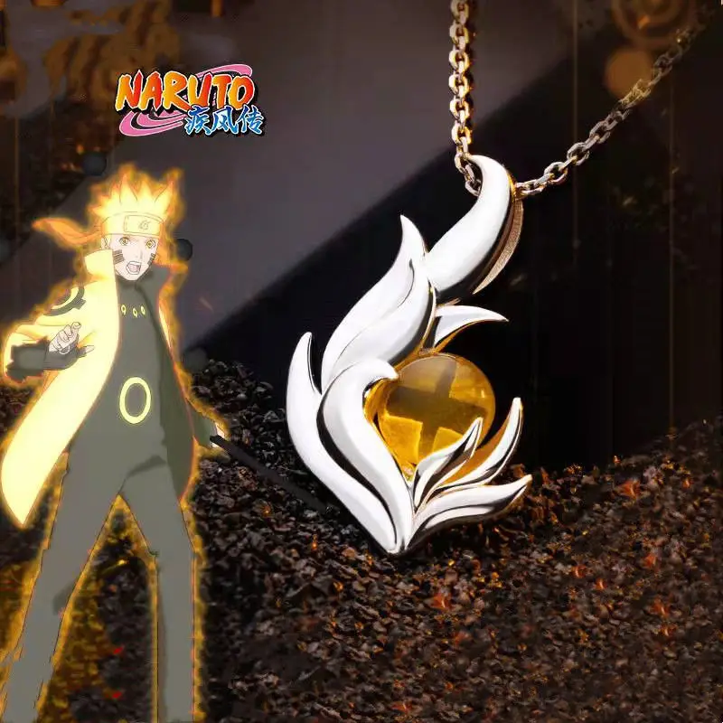 

Bandai Naruto Necklace Anime Nine Tails Naruto Two-dimensional Girl with Diamond Alloy Collarbone Necklace for Friends Gift