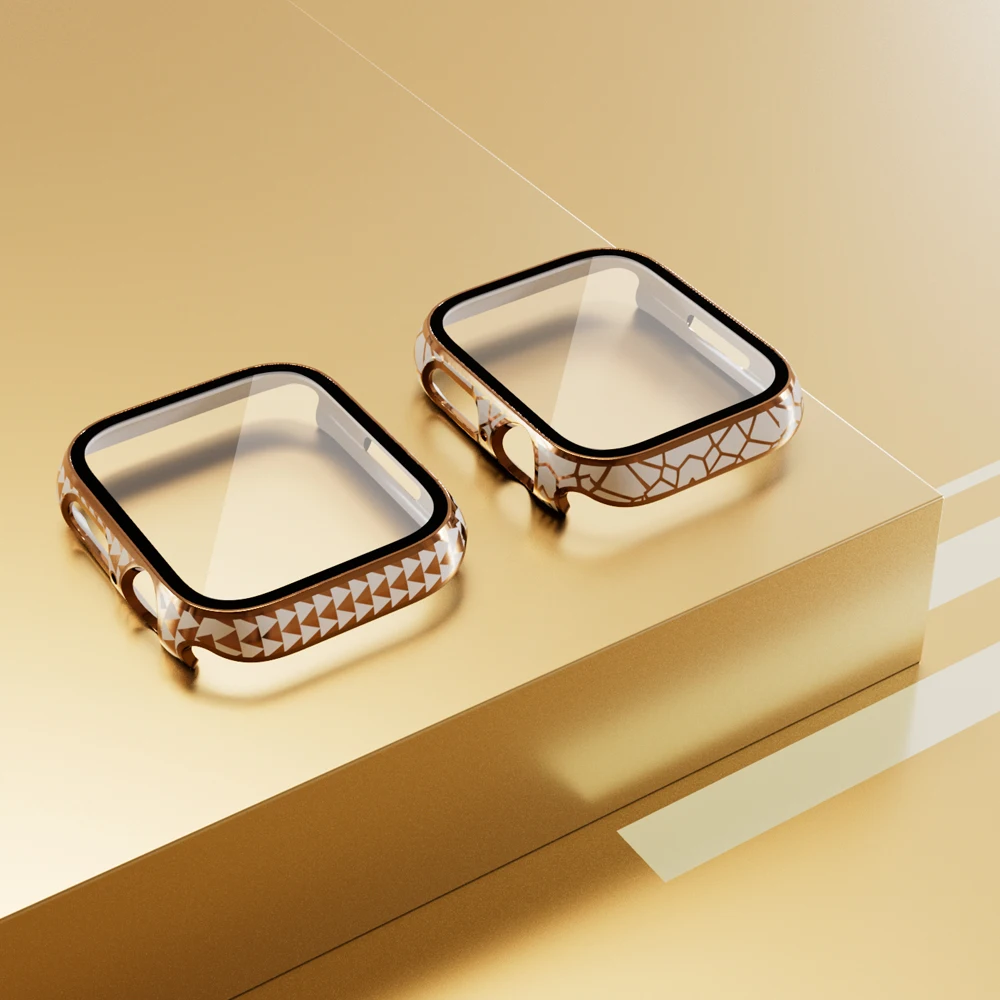 

Чехол для Apple Watch, чехол серии 7, аксессуары, стеклянная защита экрана, чехол для iWatch 45 мм 41 мм