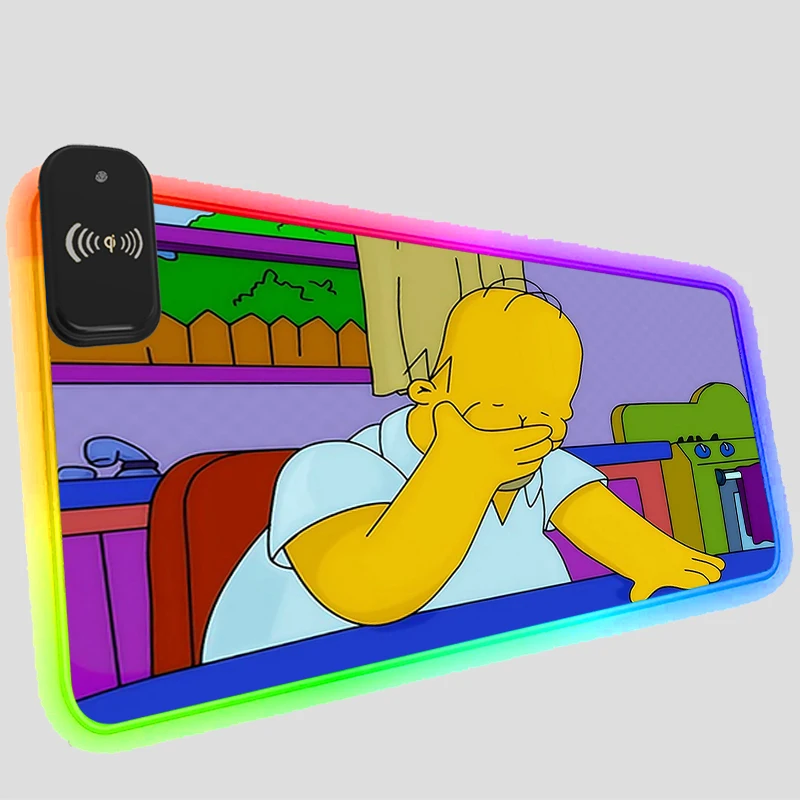 

Коврик для мыши Simpsons с беспроводной зарядкой, светодиодный игровой крутой коврик для мыши, роскошный дизайн, противоскользящий, аксессуары ...
