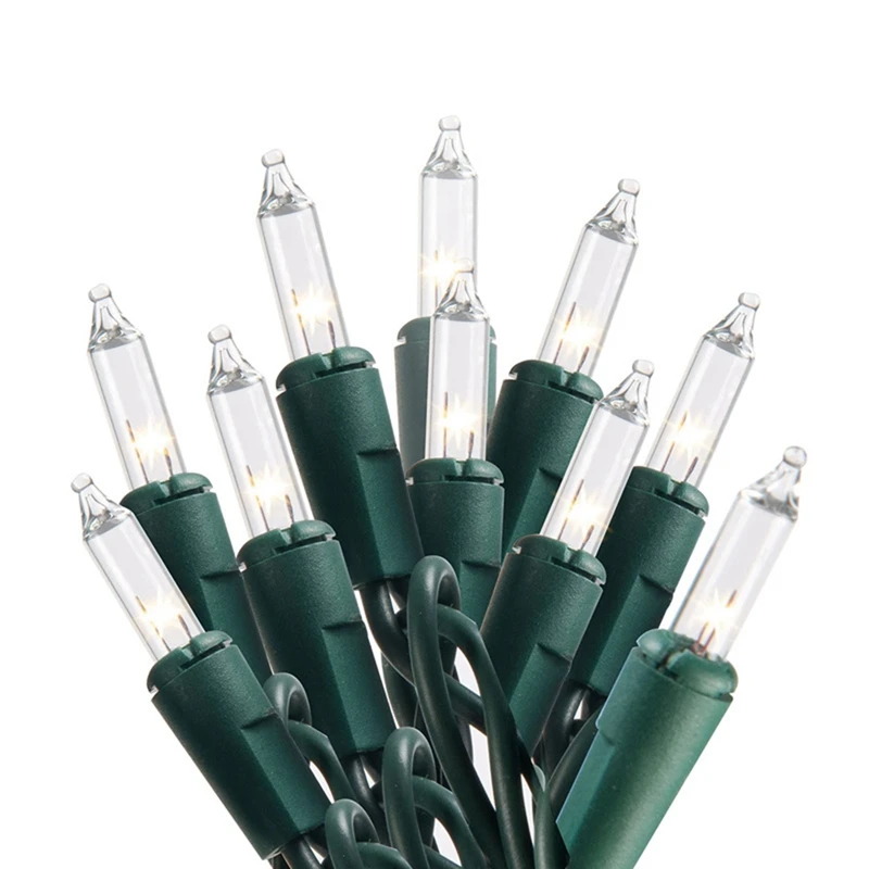 Прозрачные огни Рождественской елки с Зеленым проводом теплые белые