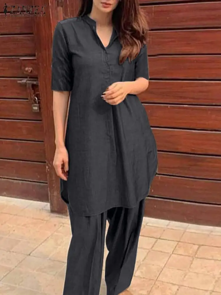 Повседневные топы с рукавами 3/4 и v-образным вырезом ZANZEA модные женские комплекты