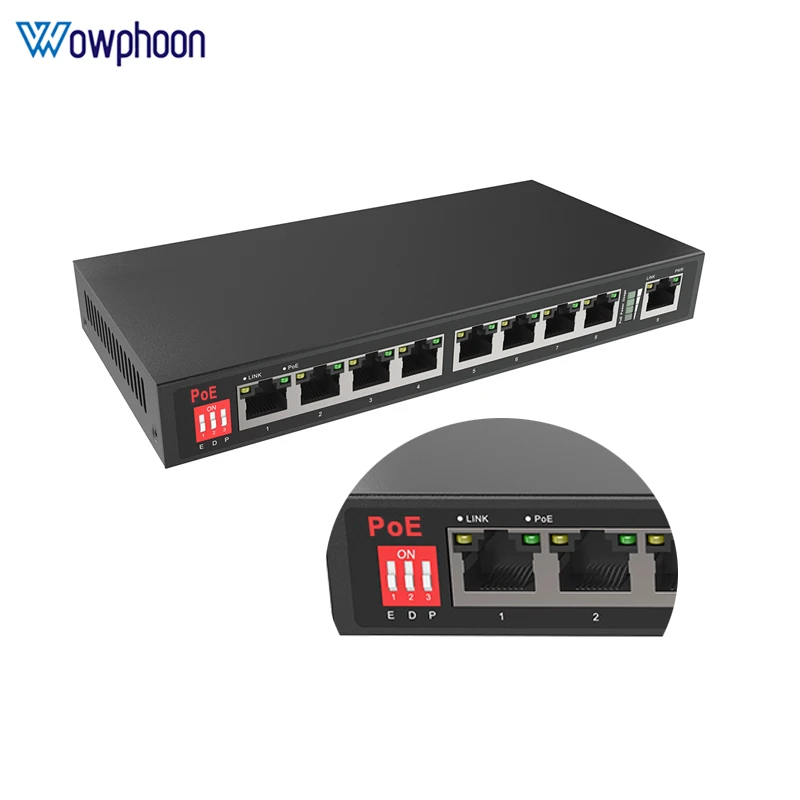 9-Port 10/100M unmanaged AI PoE switch 8 PoE ports and 1 RJ45 port