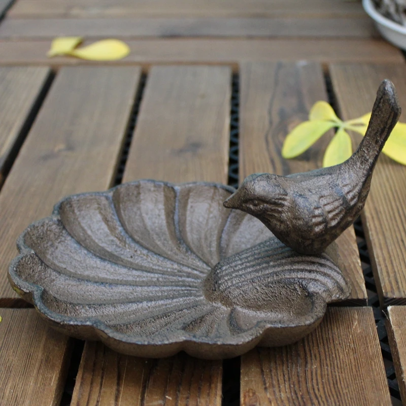 

Creative Personality European-style Cast Iron Crafts Bird Shell-shaped Candle Holder Bird Food Bowl Home Decoration Ornaments