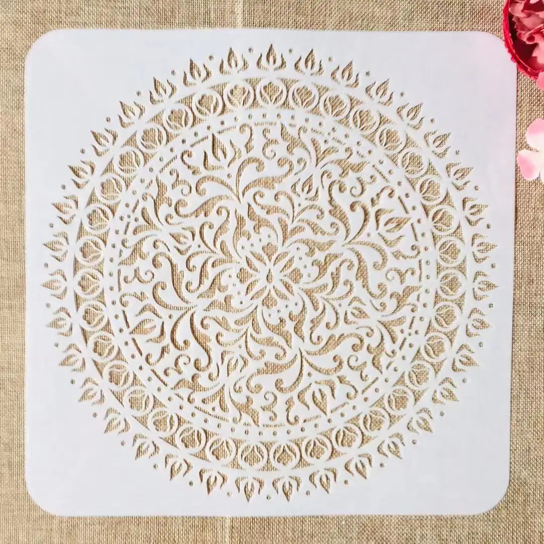 

Круглая квадратная мандала, 30*30 см, DIY, слойные трафареты, рисунок, фотообои, декоративный шаблон