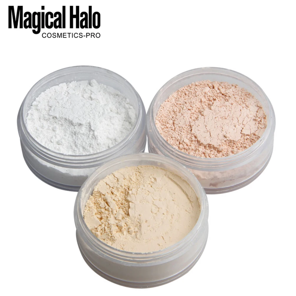 Magical Halo 3 Color Makeup Loose Powder Transparent Finishing Powder Waterproof Cosmetic Puff For Face Finish Setting With Puff