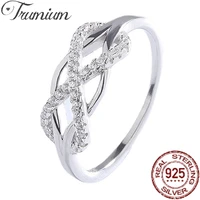 trumium genuine 925 sterling silver wedding rings for women endless love cz hollowout 8 word cross ring party trendy jewelry