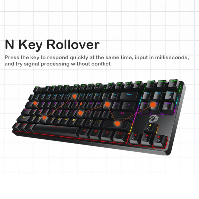 DAREU Gaming Mechanical Keyboard N-Key Rollover 1.8m Wired ABS Keycaps 87 Keys Keyboards for PC Tablet Desktop enlarge