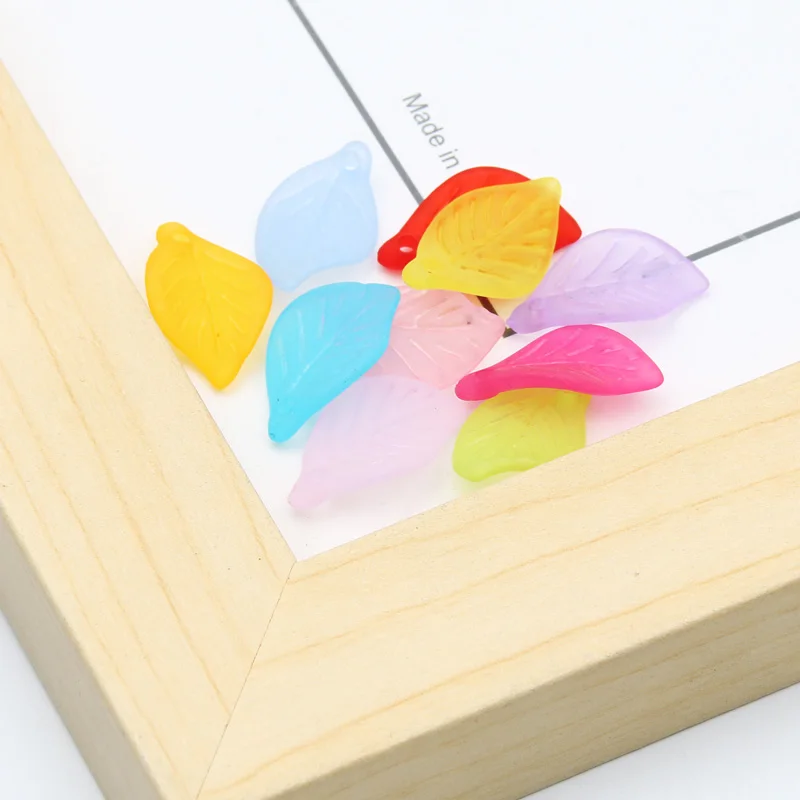

Acrylic Leaf Shape Beads 18x11mm 100pcs Loose Beads For Jewelry Making DIY Earrings Pendants Keychain Necklace Bracelet Supplies