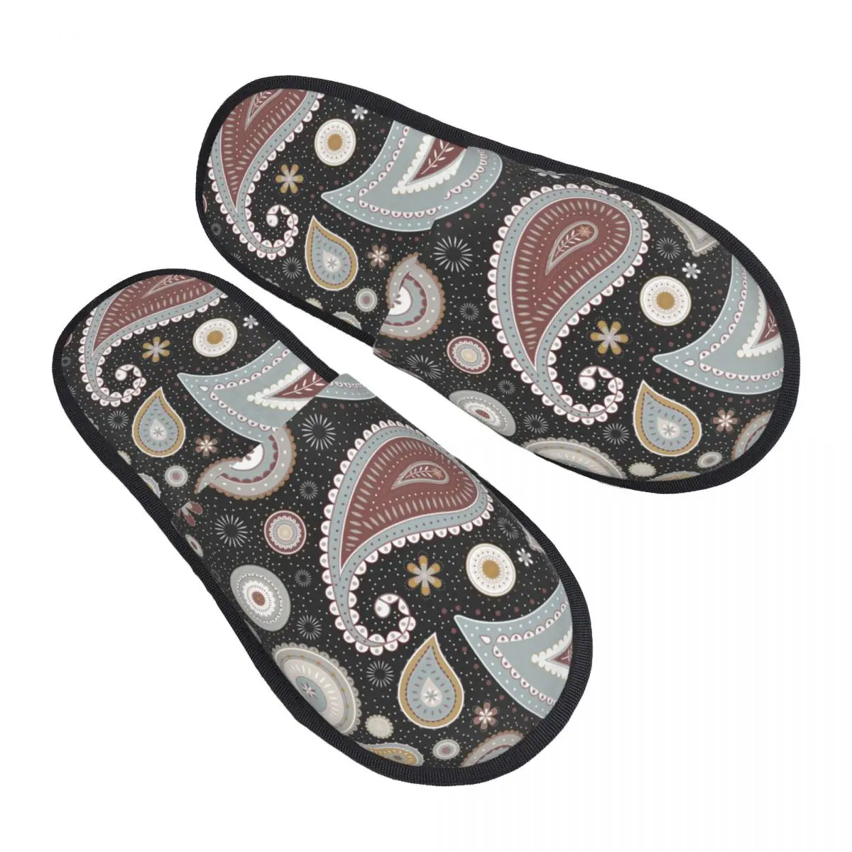 

Меховые тапочки для женщин и мужчин, модные пушистые зимние теплые тапочки Пейсли, абстрактная Цветочная домашняя обувь