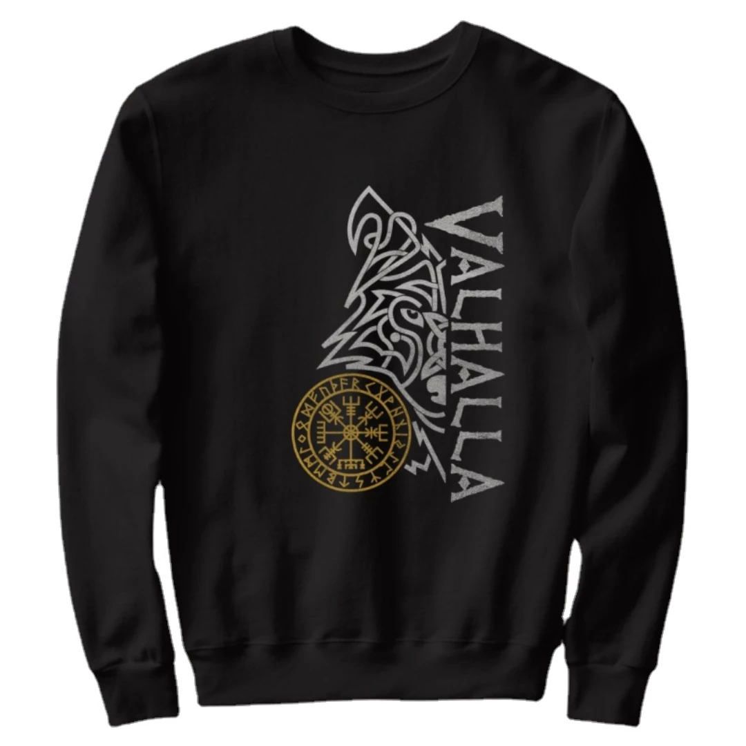 

Odin Wolf Mask Valhalla Norse Compass Runes Viking Sweatshirt 100% Cotton Comfortable Casual Mens Fashion Pagan Streetwear