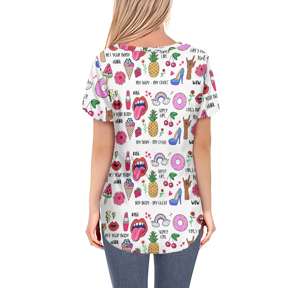 Женская футболка с коротким рукавом V-образным вырезом