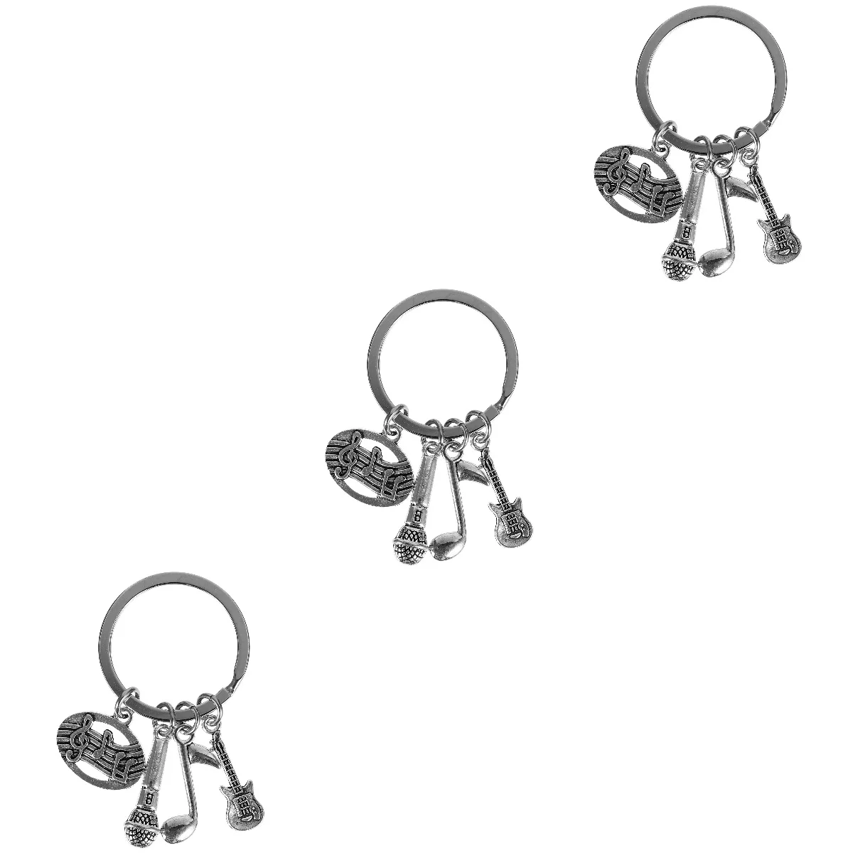 

3pcs Guitar Pendant Key Chain Key Ornament Metal Kaychain for